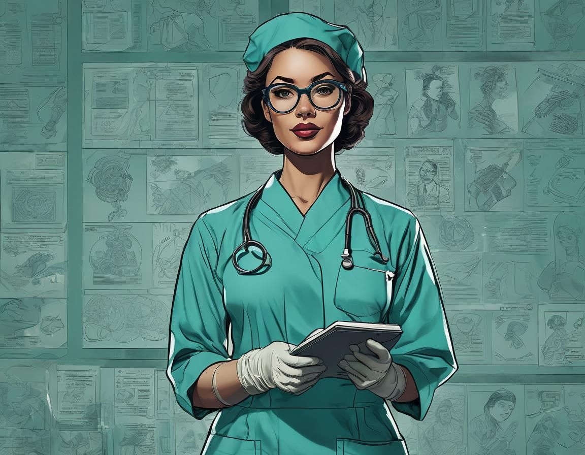 Dedicated Healthcare Professionals in Retro Comic Book Style