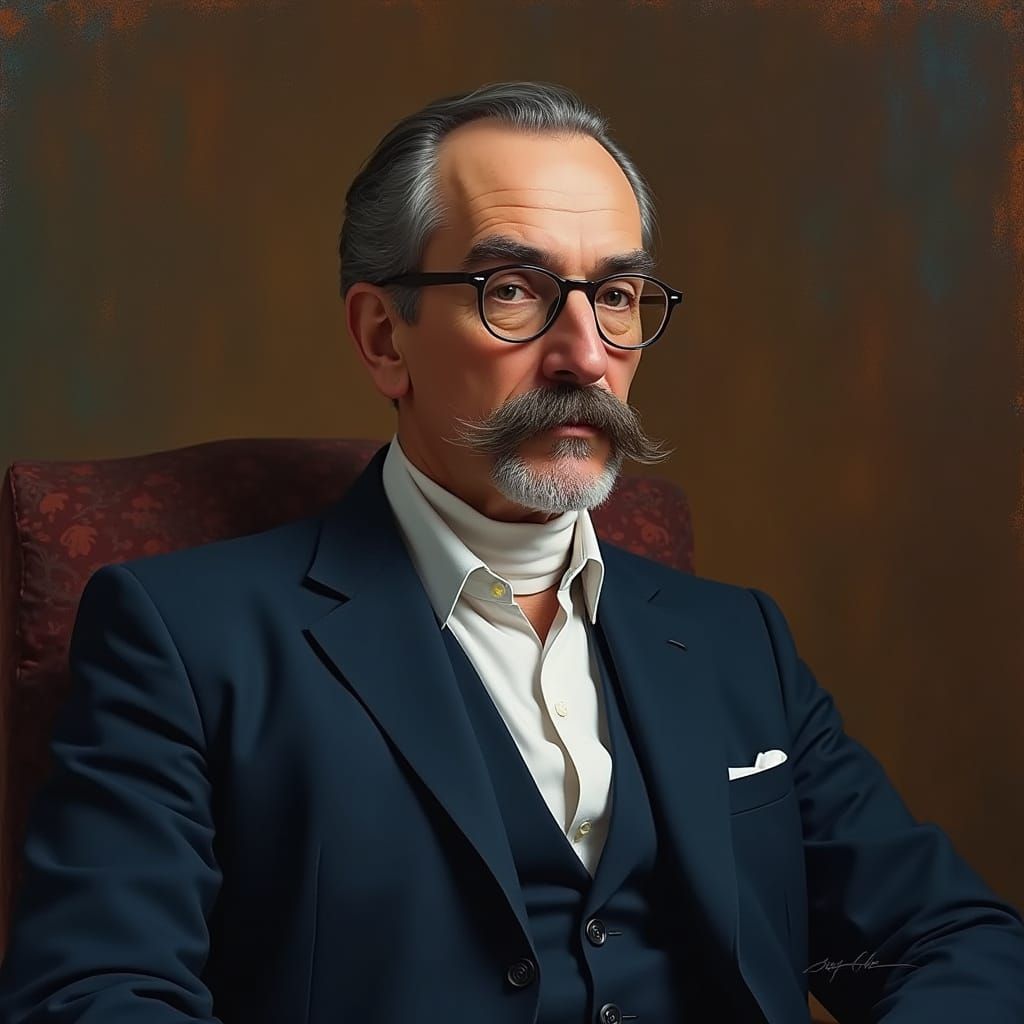 Formal Portrait of Gentleman in Impressionistic Style