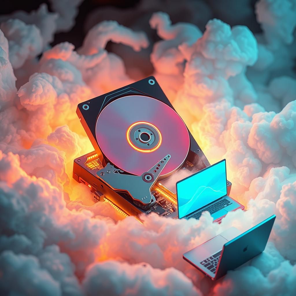 Futuristic Hard Drive Generates Neon Gadgets