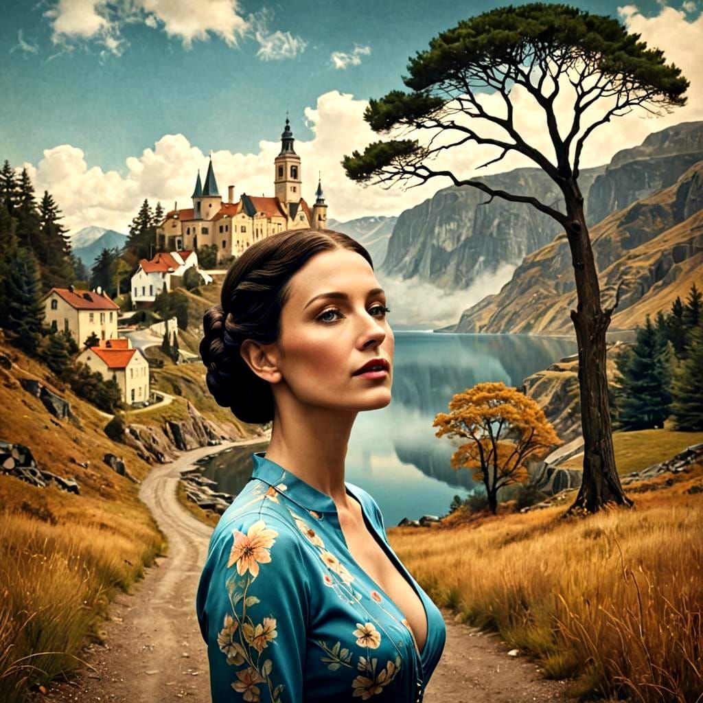 Ethereal Woman in Vibrant Surroundings