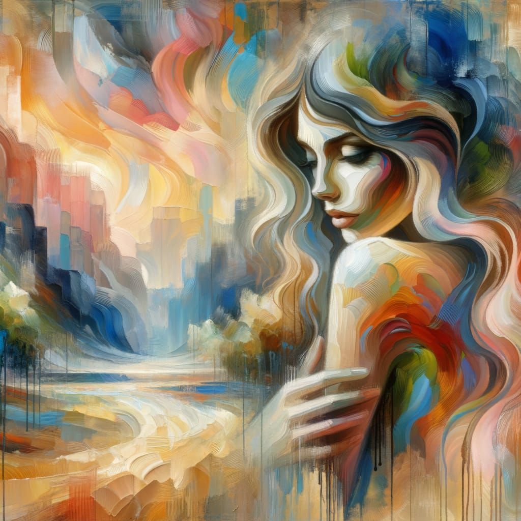 Vibrant Expressionist Oil Painting of an Enigmatic Woman