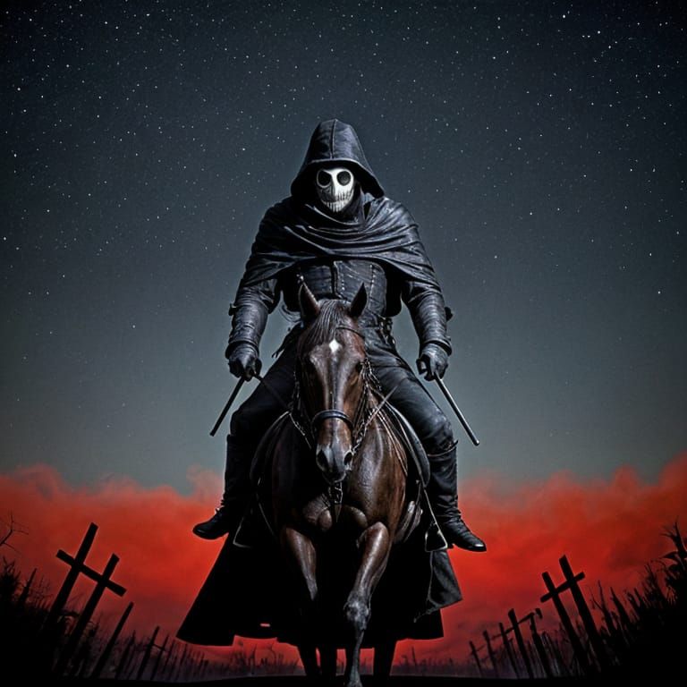 Vibrant Pop Art Portrait of a Headless Horseman in a Creepy....