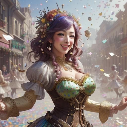 Steampunk Flower Topiary Ladies Dancing with Geese