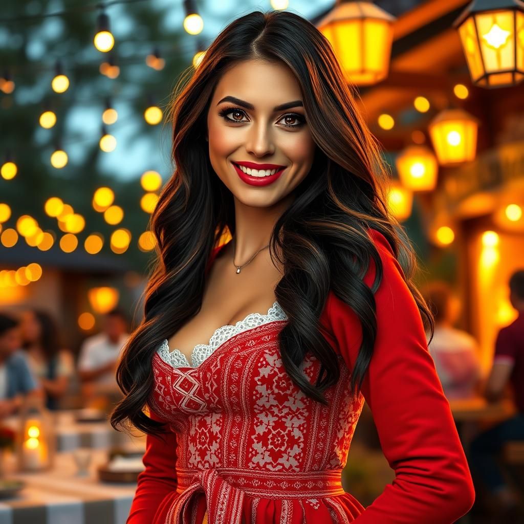 Bavarian Woman in Dirndl Dress, Hyperrealistic Digital Art