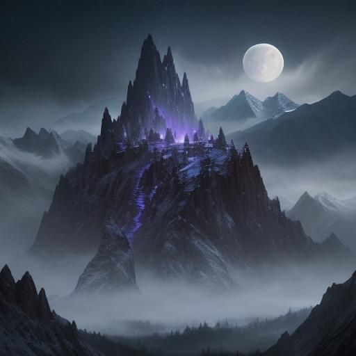 Snowy Mountains Under Starry Night Sky