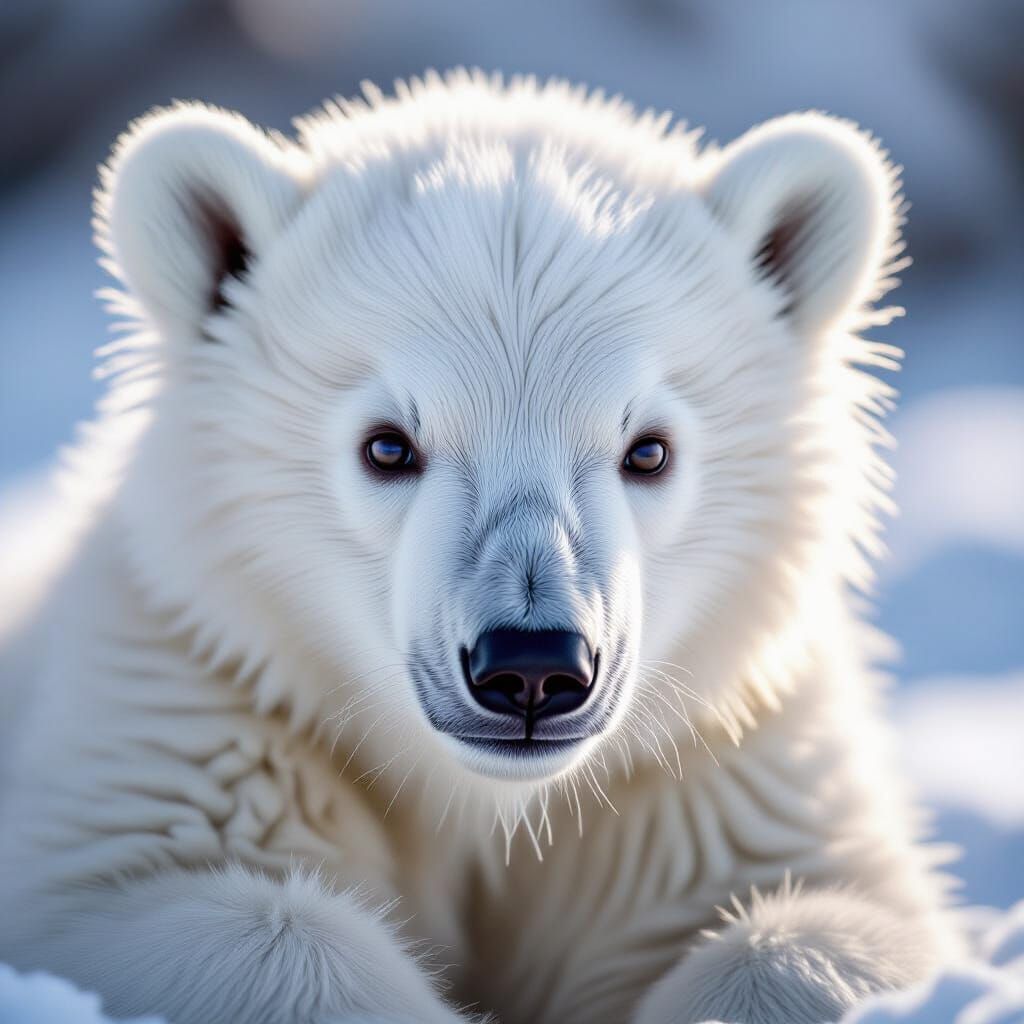 Hyperrealistic Polar Bear Cub in Natural Light