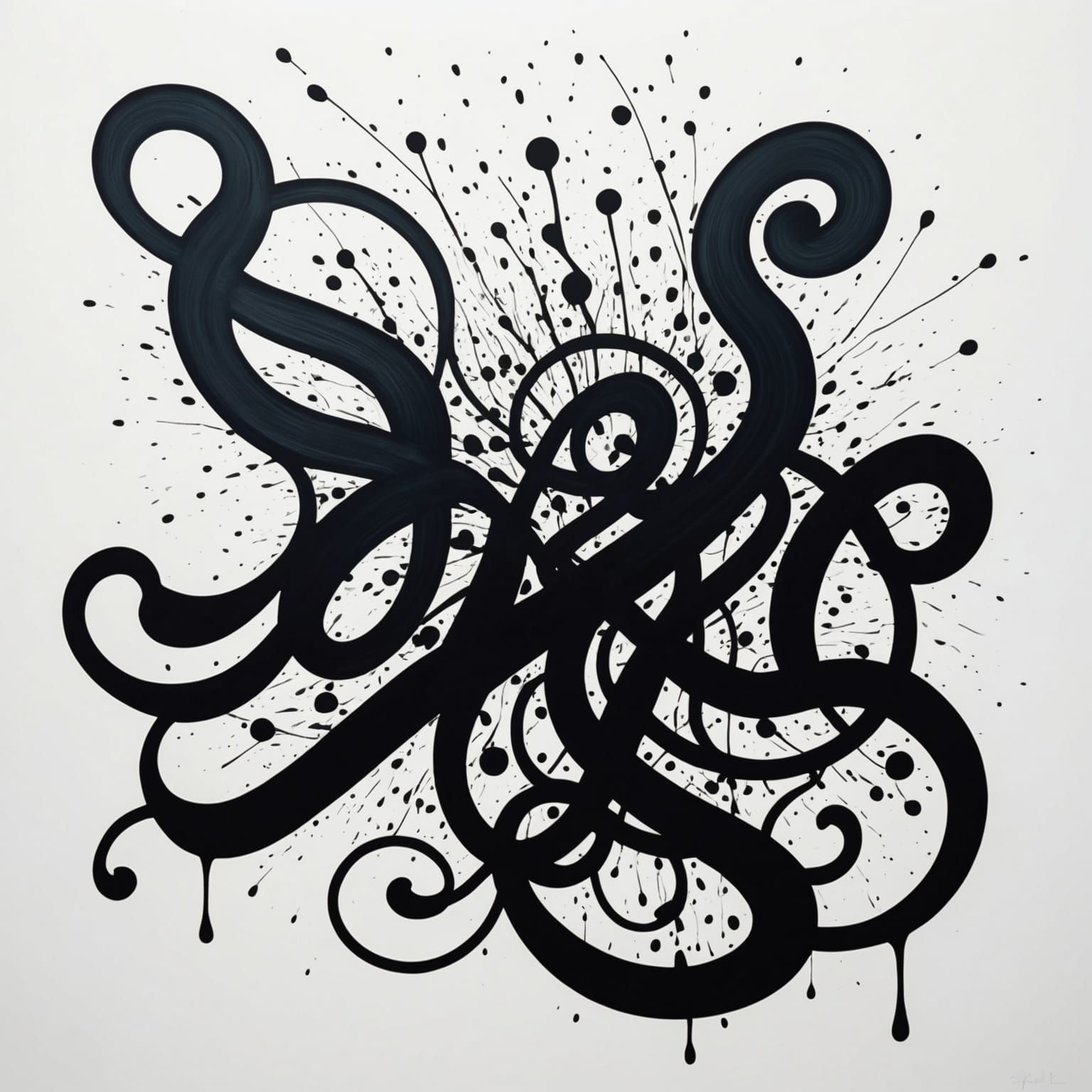 Calligraphy Man in Ink Splatter Art