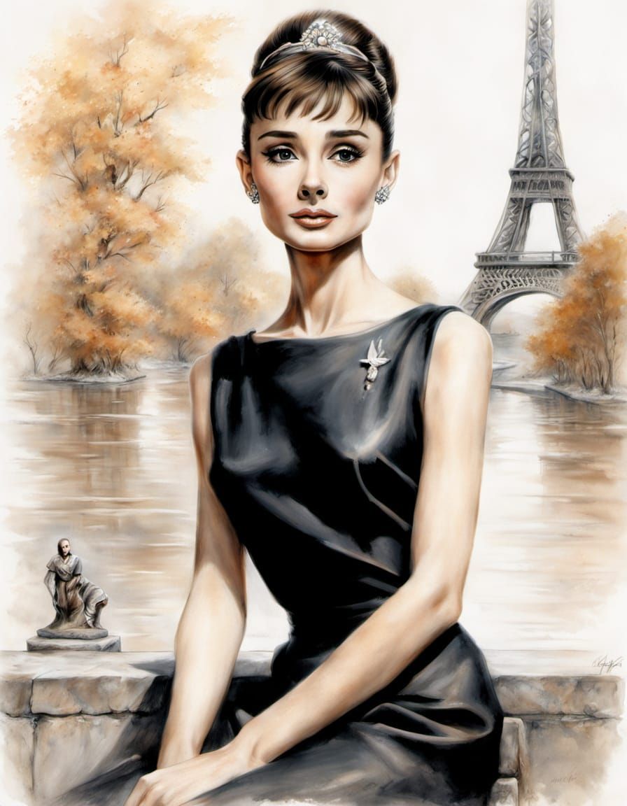 Audrey Hepburn Portrait in Luis Royo Style