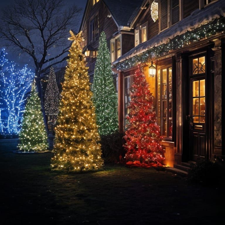 Christmas Trees in Vibrant Colorful Style