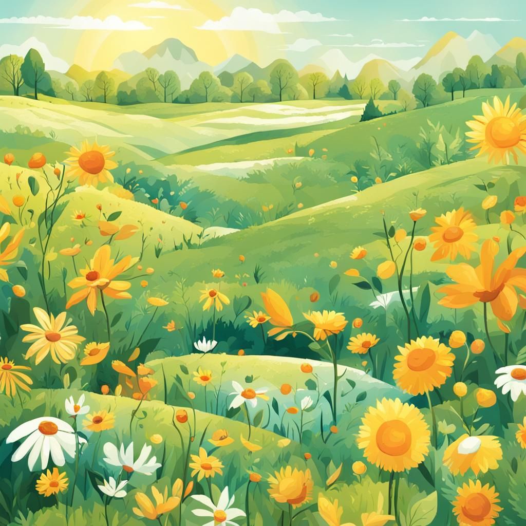 Sunny Day in Nature Illustration