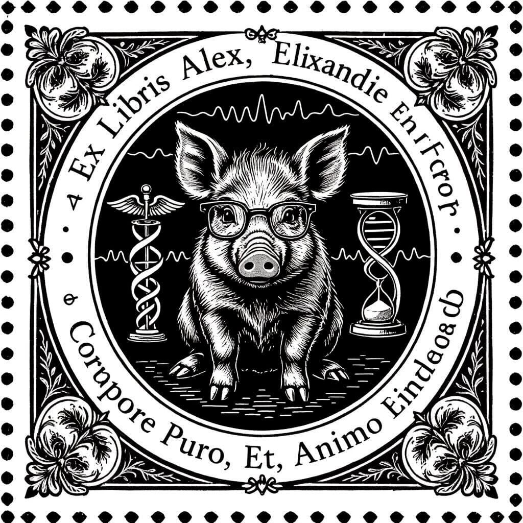 Academic Boar Ex Libris in Engraving Style
