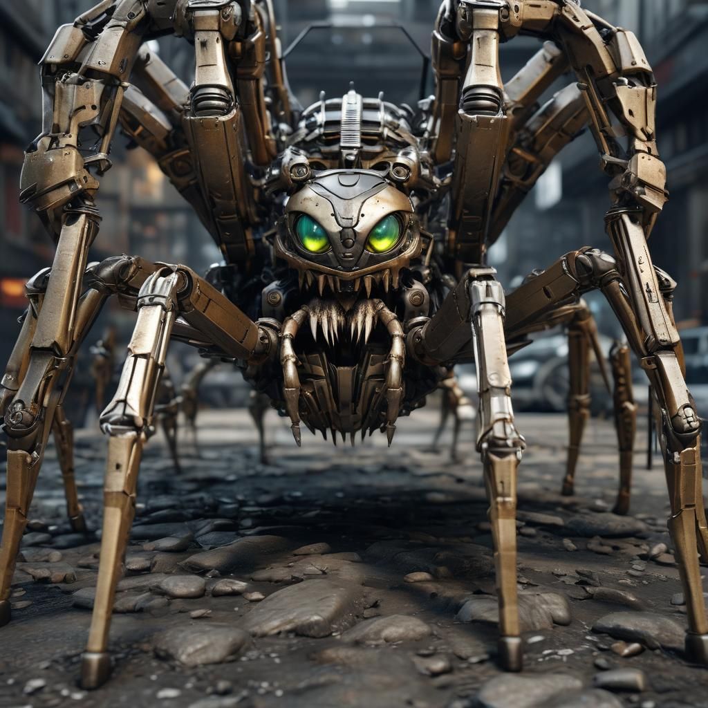 Creepy Mechanical Spider with Intricate Details
