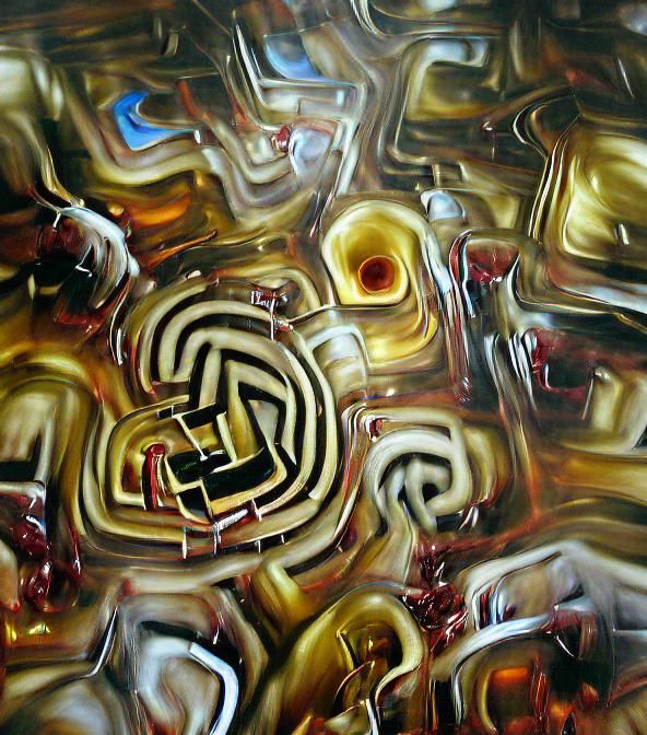 Abstract Labyrinth: Oil Painting on Canvas