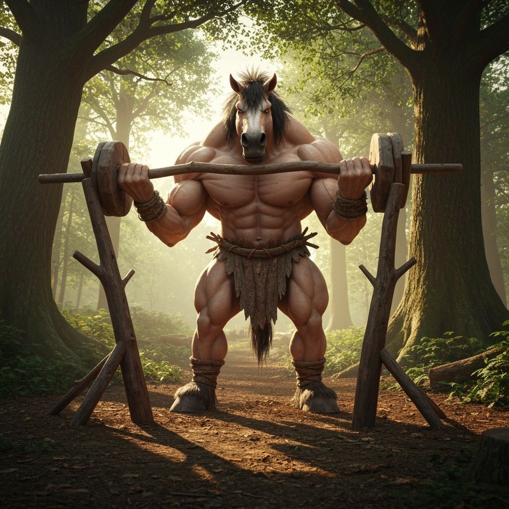 Muscular Horse Barbarian Workout in Timber Woods