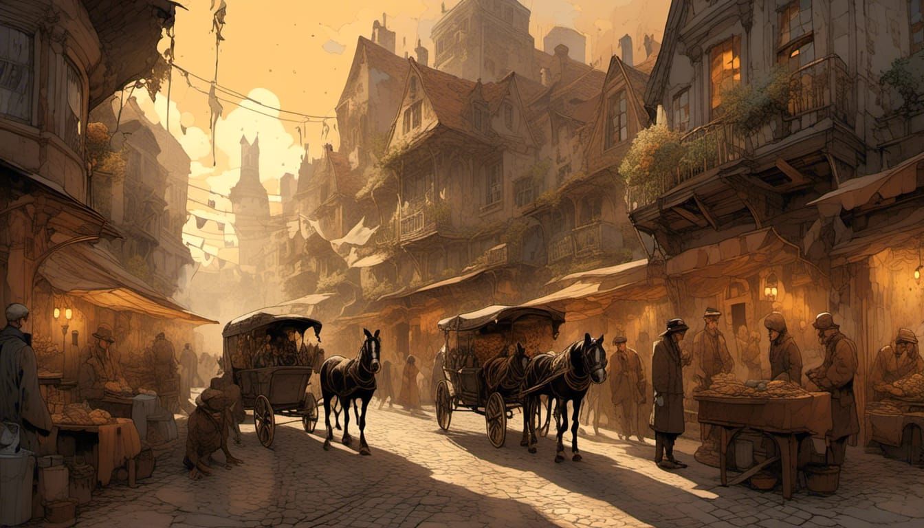 Steampunk Alley with Zeppelin: 19th Century Middle East
