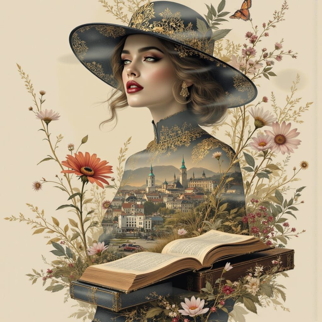 Elegant 50s Fashion Collage in Retro Style