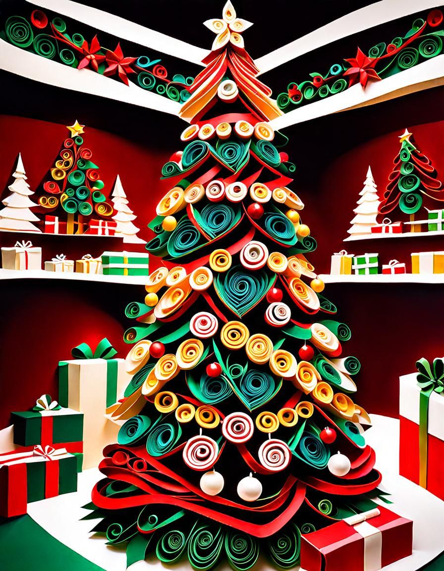Detailed Paper Quilled Christmas Tree Design
