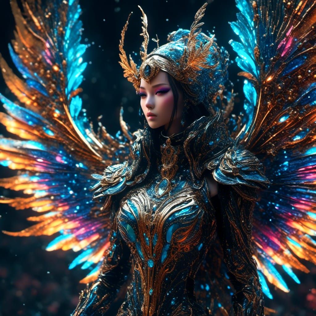 Grim Reaper Faerie with Aurora Wings, 3D Render