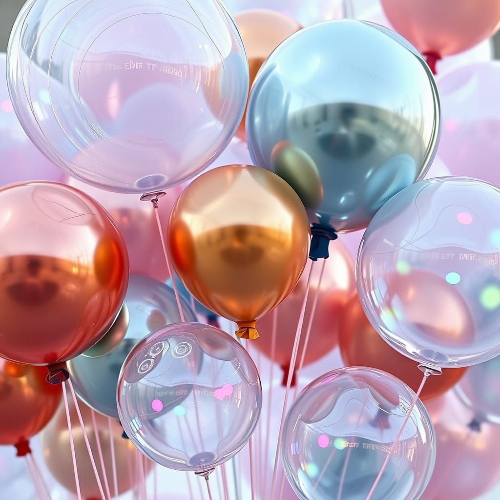 Whimsical Arrangement of Glass, Metal, and Water Balloons