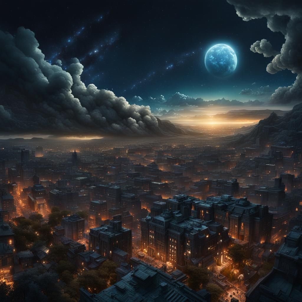 Epic Night Sky Digital Matte Painting