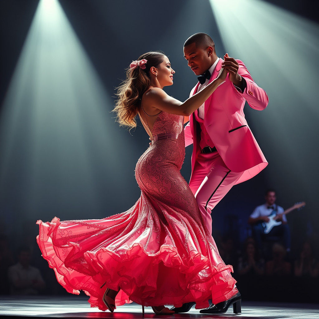 Rose Gold Flamenco Dance in Hyperrealistic HDR