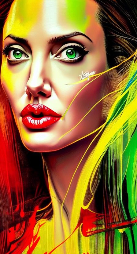 Angelina Jolie Portrait: Life of the Party, Cel-Shaded