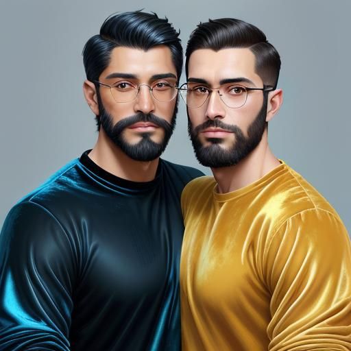 Impressionist Portrait of Handsome Arab Men in Velvet