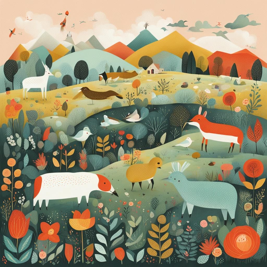 Whimsical Character Illustration in Minimalist Style