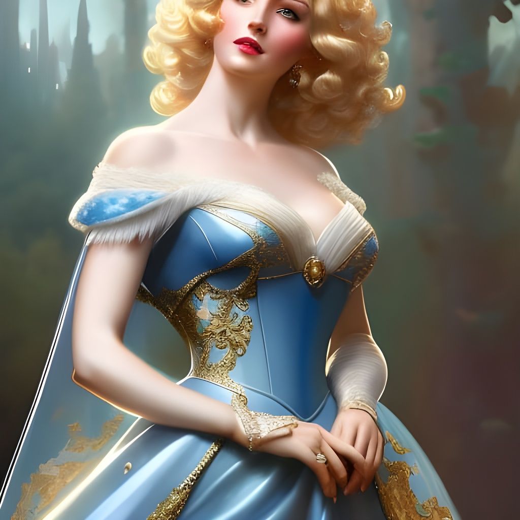 Elegant Cinderella Portrait in Art Nouveau Style