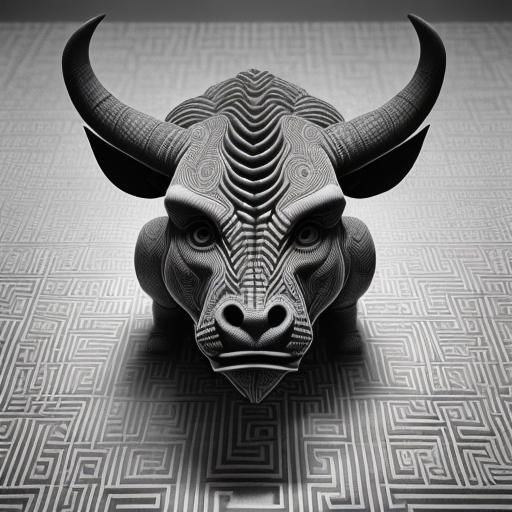 Maze Minotaur in Newspaper Print Style