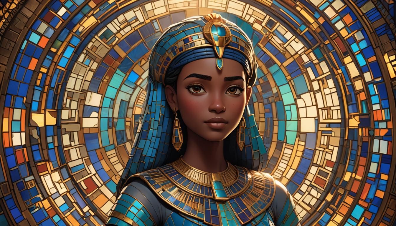 Daughter of the Nile in Stained Glass Style