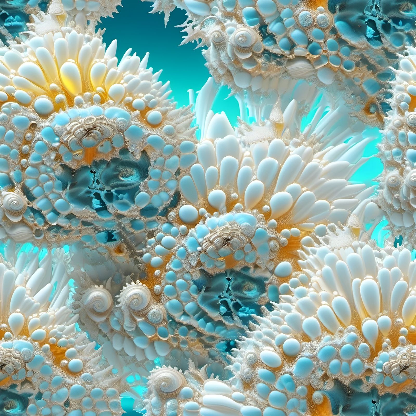 Psychedelic Fractal Design in Bioluminescent Opalite Style