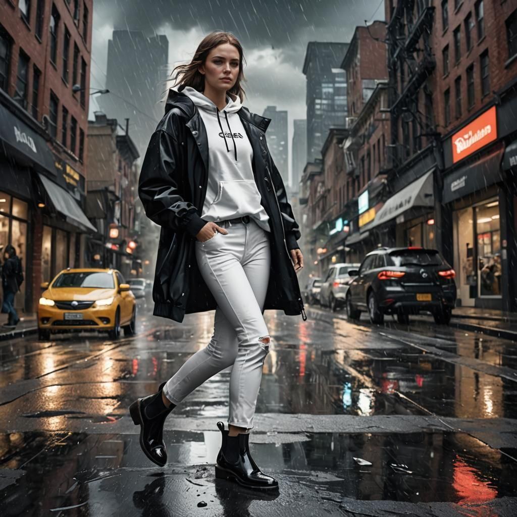 Woman in City Storm: Matte Painting in Unreal Engine