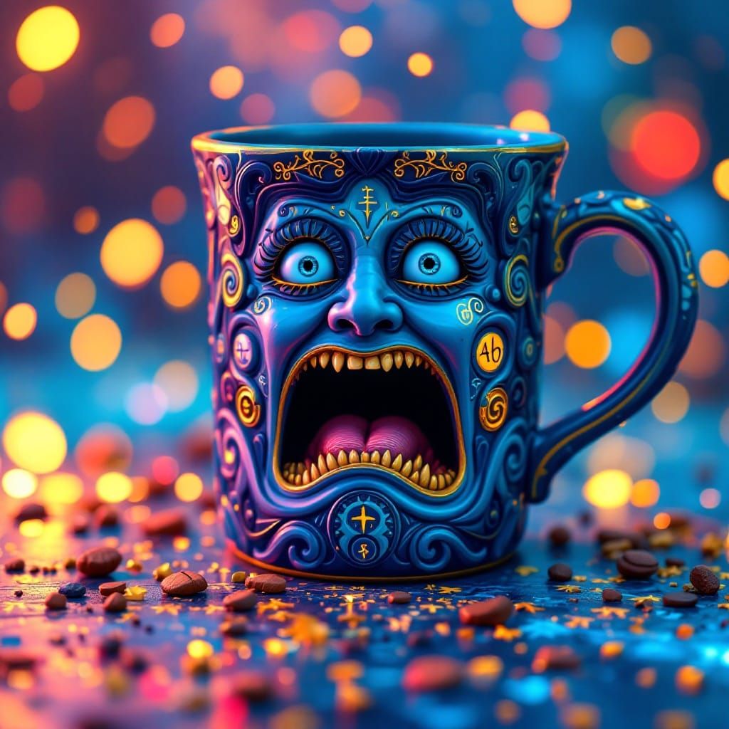 Whimsical Coffee Mug with Celtic Runes