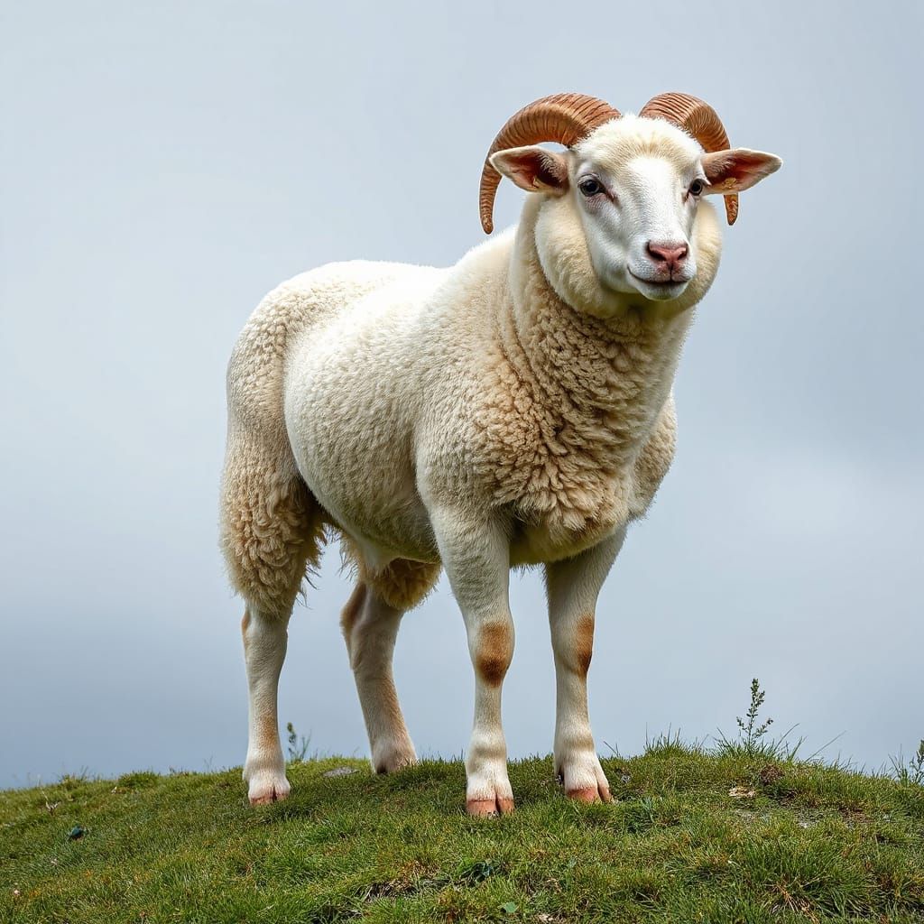 Vibrant Falkland Sheep in Photorealistic Detail