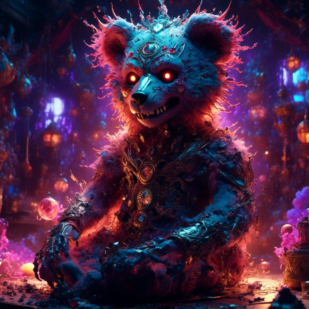 Creepy Zombie Teddybear: Cursed Taxidermy Portrait