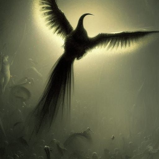 Glitter Horror Bird in Gothic Style