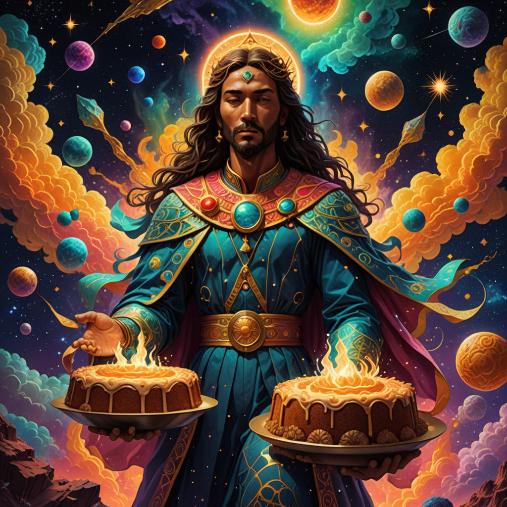 Ethereal Pound Cake Blossoms in Cosmic Dreamscape