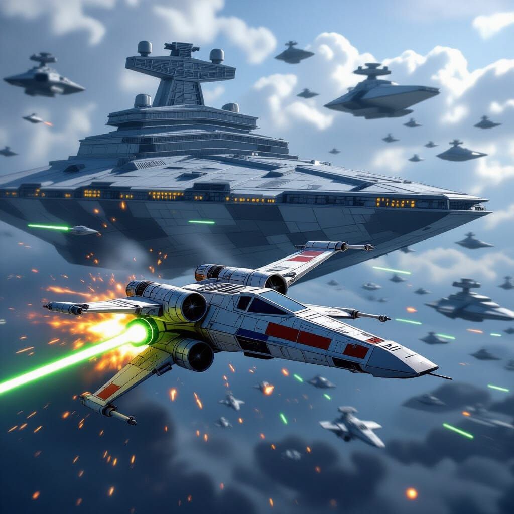 Epic Space Battle: X-Wing vs Super Star Destroyer
