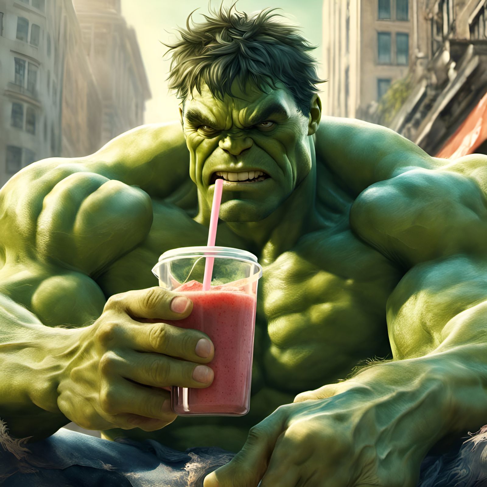 Hulk Smoothie: Digital Illustration in Classic Style