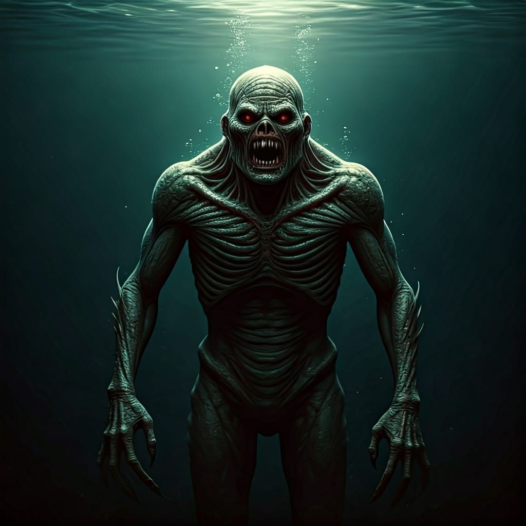 Grotesque Deep One Cryptid Emerges from Darkness