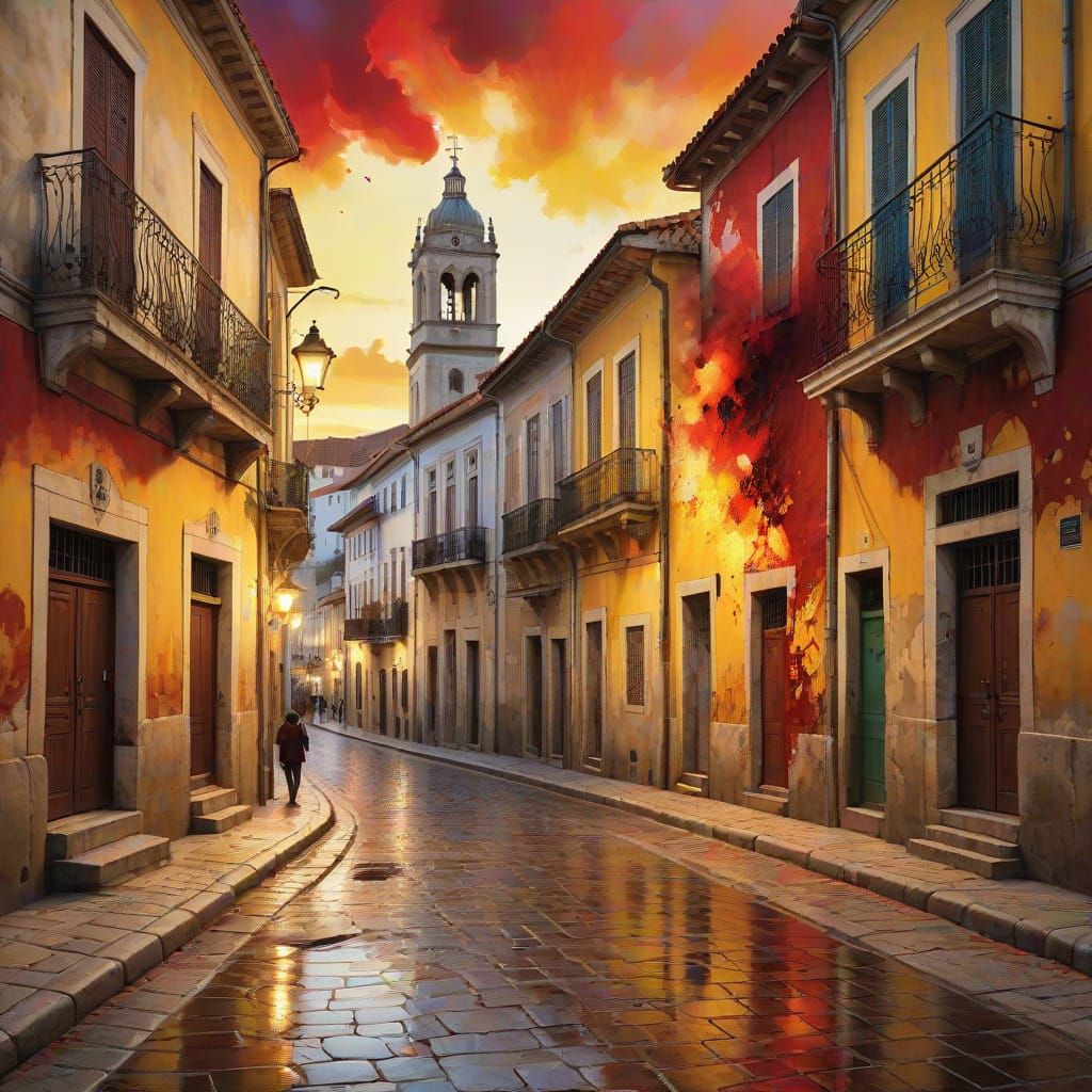 Vibrant Portuguese Street Scene with Coimbra, Lisboa, Tintol...