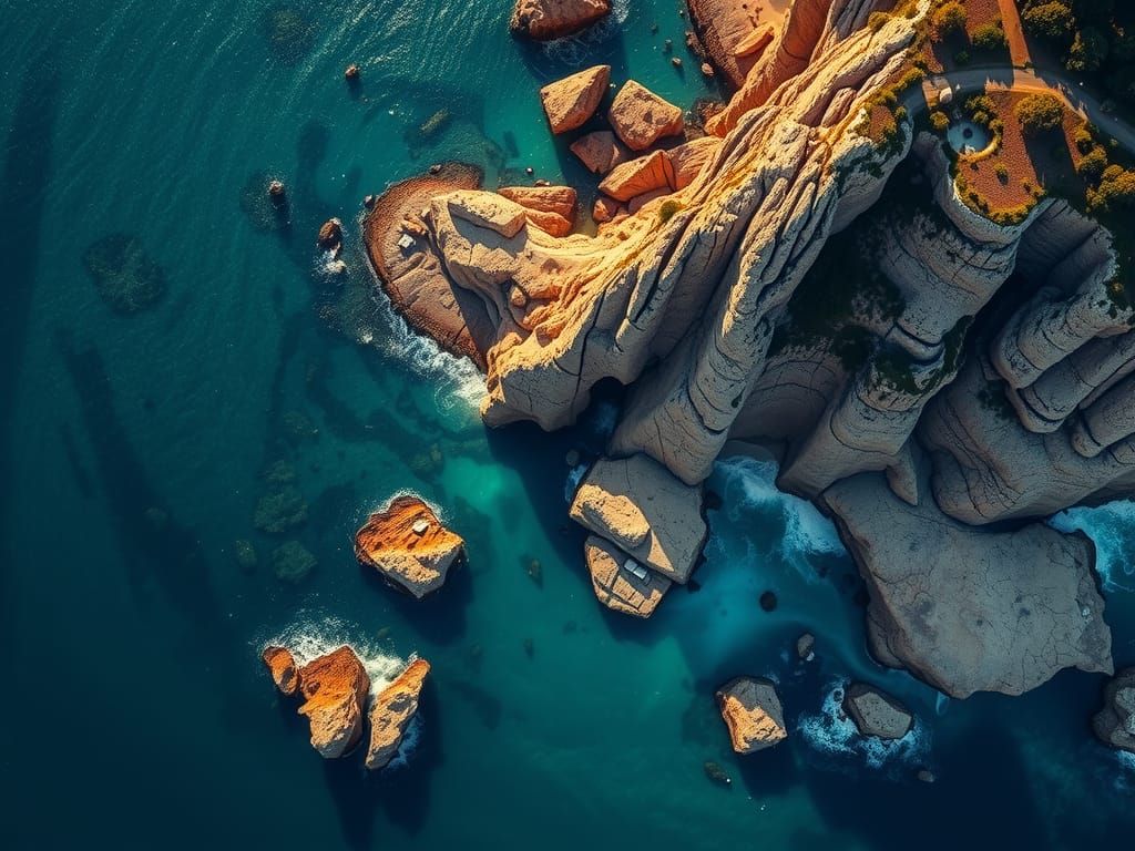 Aerial View of Devil's Tears Coast, Indonesia