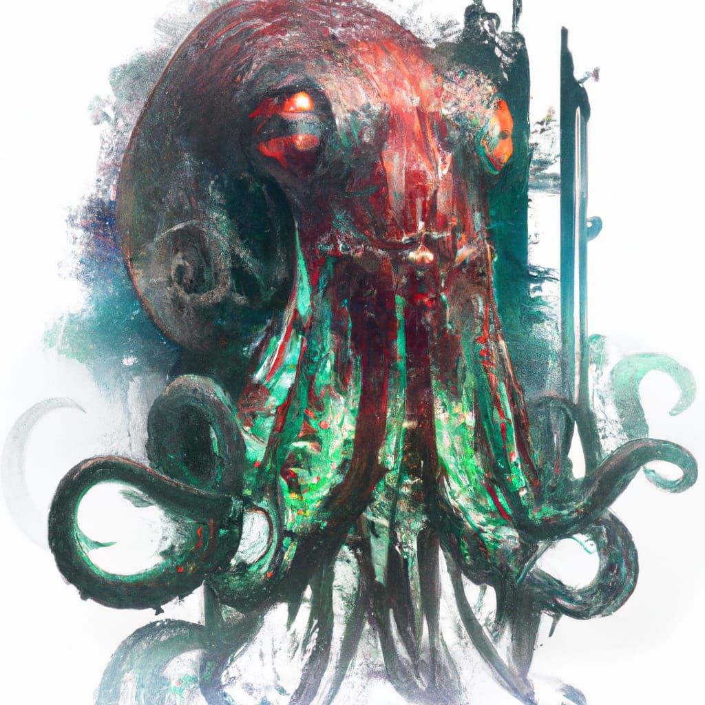 Gigantic Squid Photoillustration in Collage Style