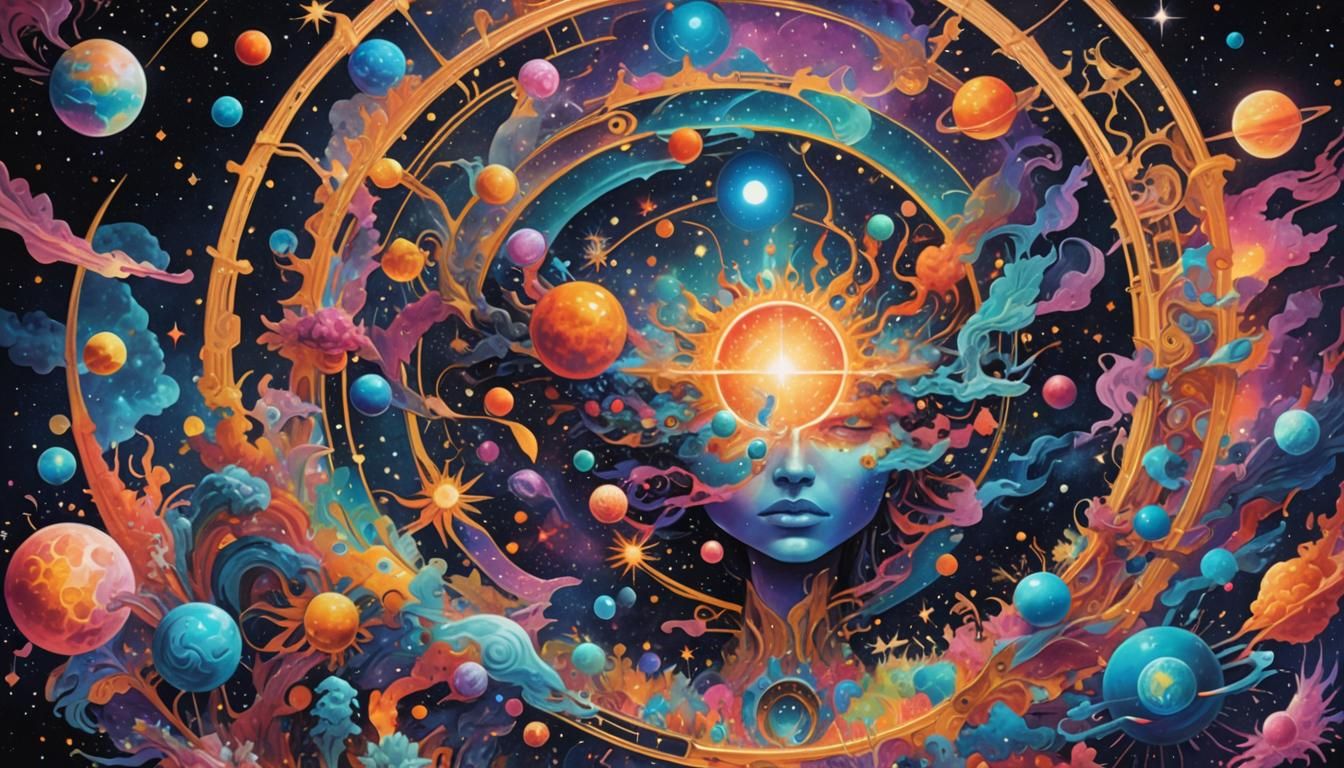 Colourful Holographic Cosmic Astral Illustration