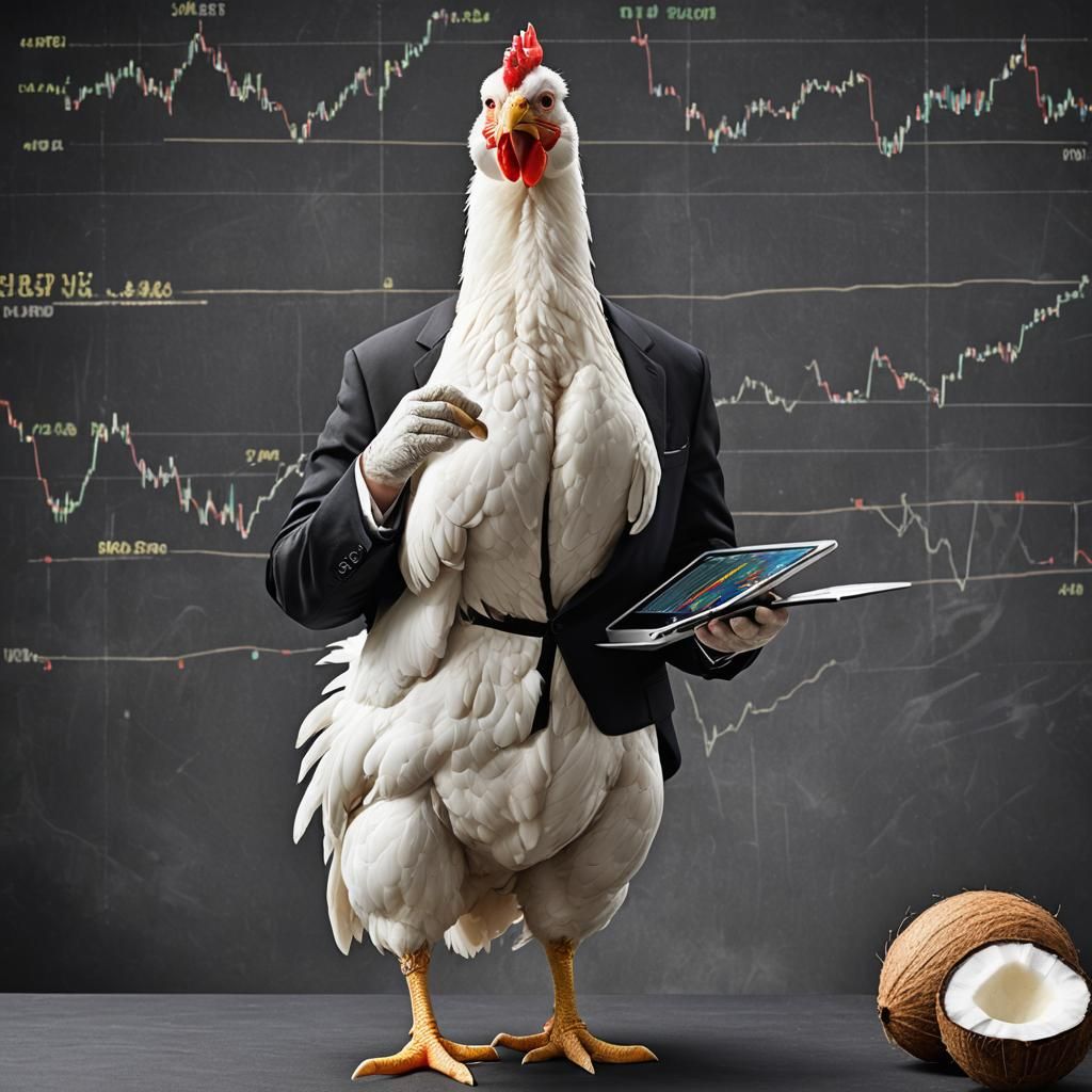 Surreal Chicken-Man Trader with Coconut