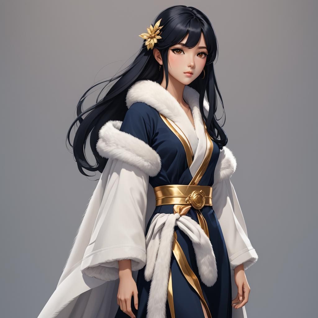 Elegant Teenage Woman in 3D Anime Art Style