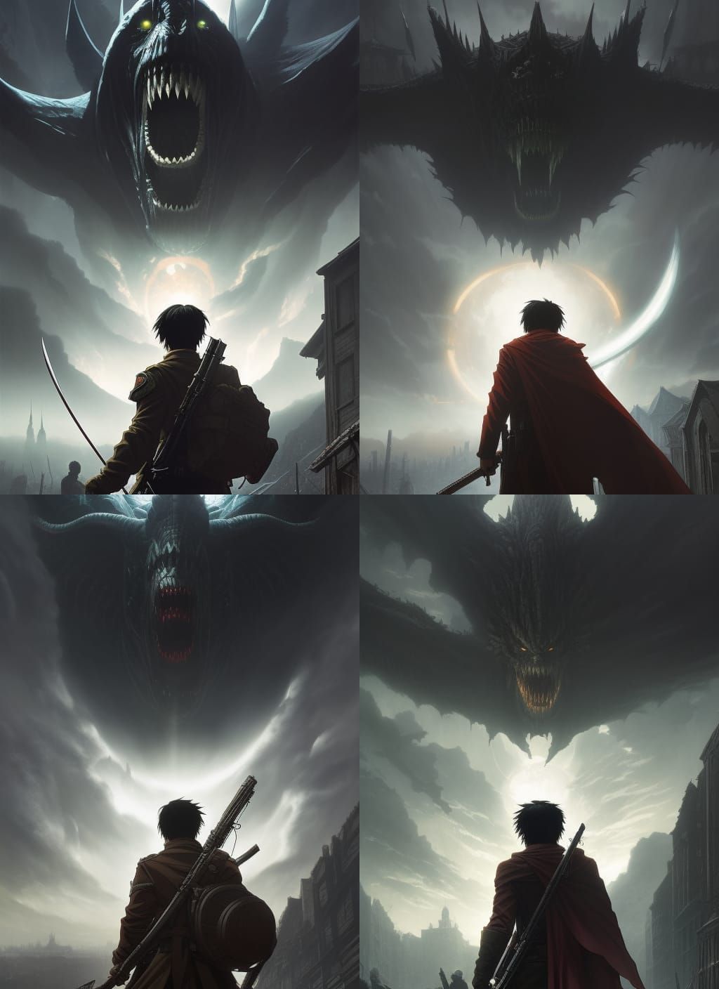 Attack on Titan: Gritty Anime Giants in Ghibli Style