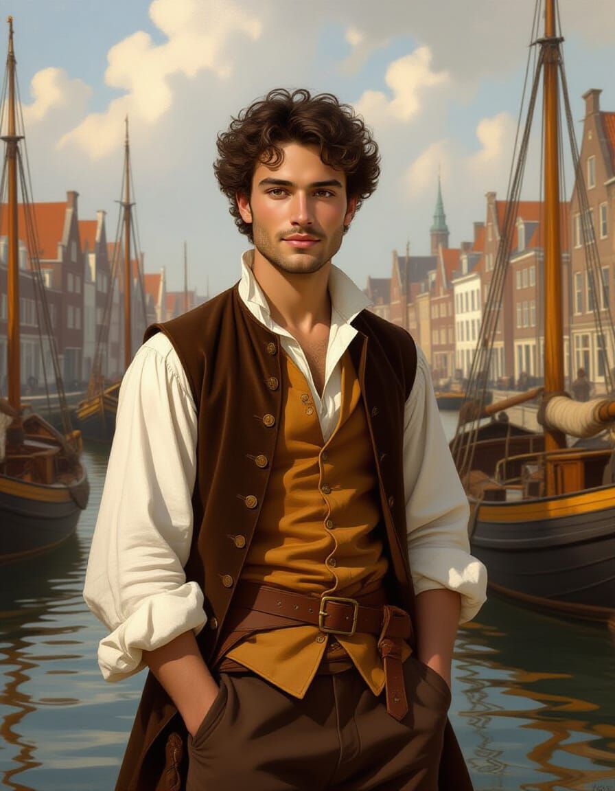 17th Century Dutch Man in Amsterdam Harbour