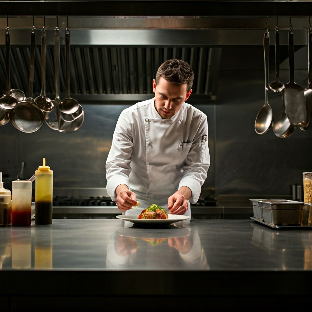 Gourmet Chef Plating Dish, Editorial Photography